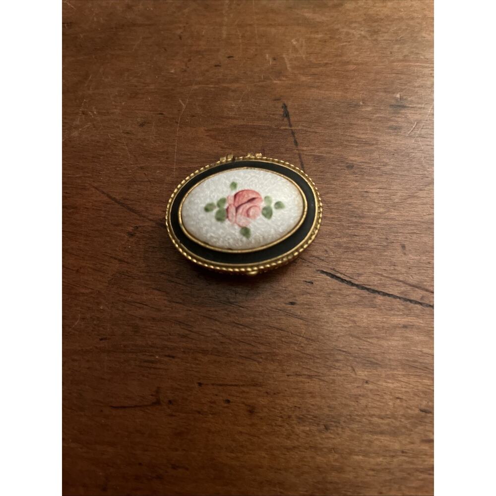 Set Of 4 Vintage Floral Design Metal And Porcelain Trinket/Pill Box - Picture 7 of 8